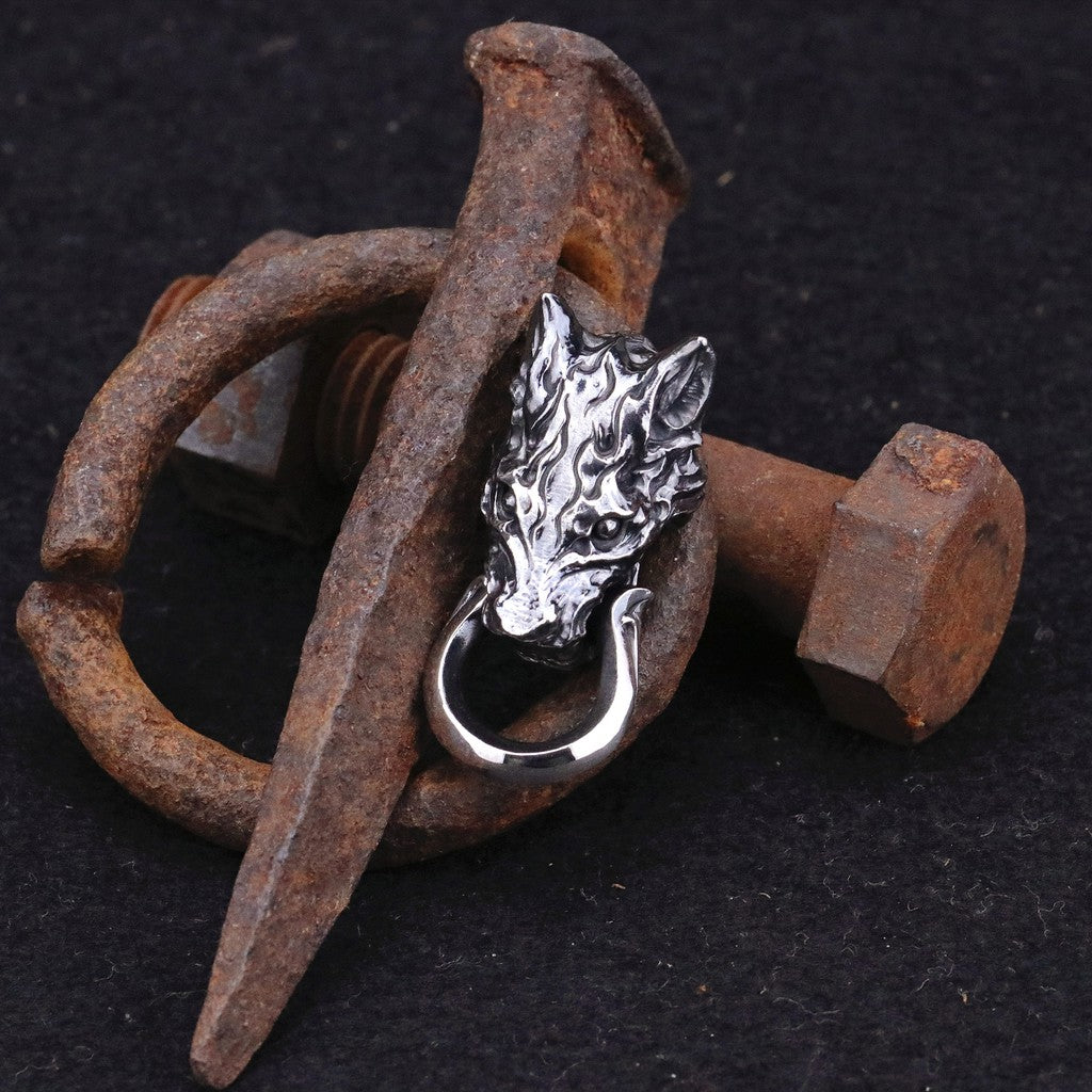【Silver Monsters】日本前衛宗師 Glam Scale 機甲王 荒岩戰狼咬環 超實心 純銀吊墜