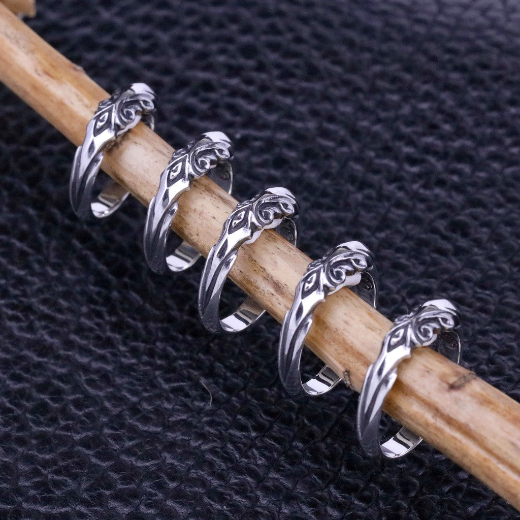 【Silver Monsters】日本 Glam Scale 機甲王 立體植物結晶雕花 純銀小戒指 銀飾