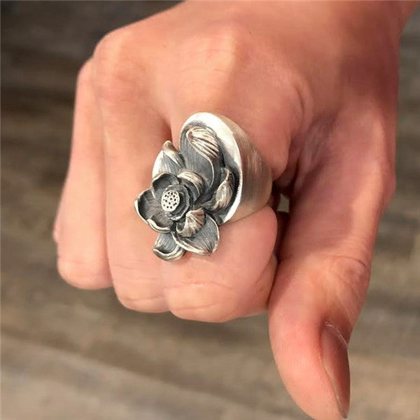 【Silver Monsters】日本雕畫雙絕 Dual Flow 杉山手作 細緻雕工 純銀 蓮之戒