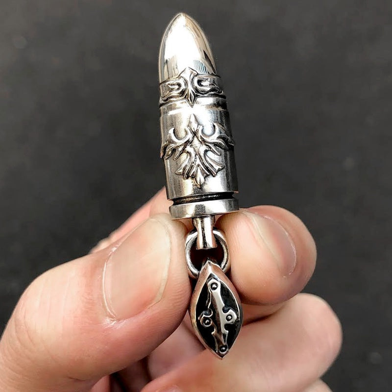 【Silver Monsters】前衛宗師 日本 Glam Scale 機甲王"6T-013" 新雕花滅魔銀彈 吊墜