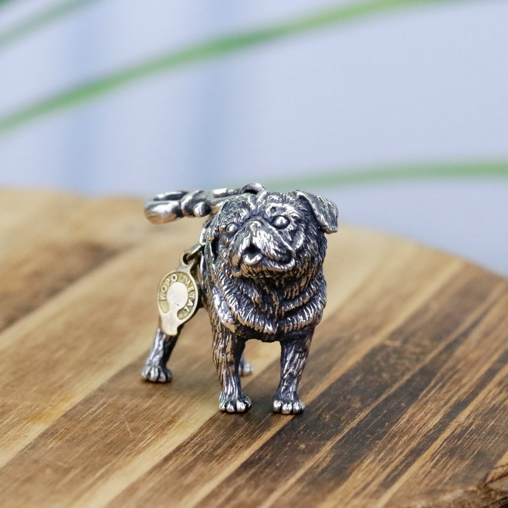 【Silver Monsters】台灣職人手作 KOPO METAL 立體精雕 純銀原創 巴哥犬背繩 純銀吊墜