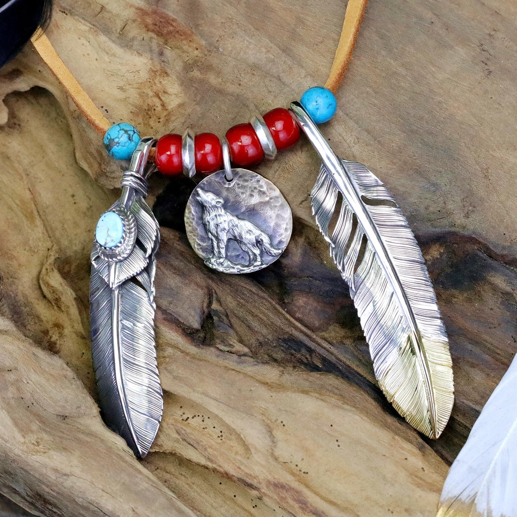 【Silver Monsters】台灣職人手作 KOPO METAL 手鍛銅月 芒刻精雕 孤狼嘯月S 原創吊墜