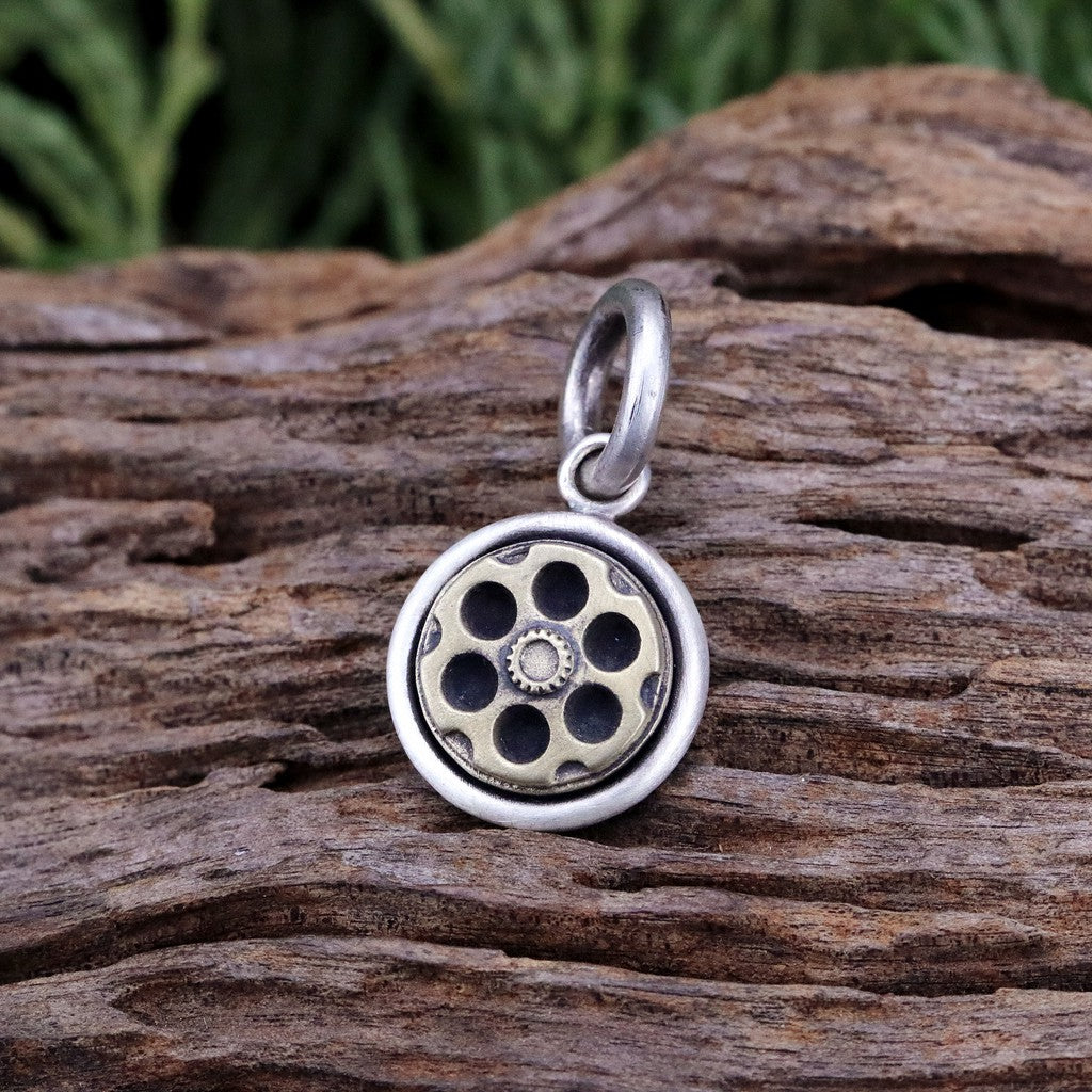 【Silver Monsters】SMS獨家訂製 銀銅鑲嵌 刷舊左輪 925銀 純銀小吊墜 副墜