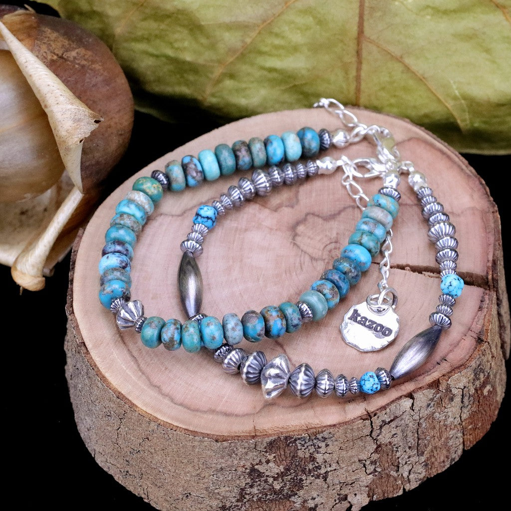 【Silver Monsters】日本手作Kazoo 美產精選 綠松石/銀貝 可調節式手鍊