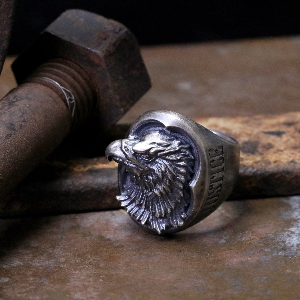 【Silver Monsters】日本一級神牌 Loud Style Design 究極手雕 義與理 立體雄鷹戒指