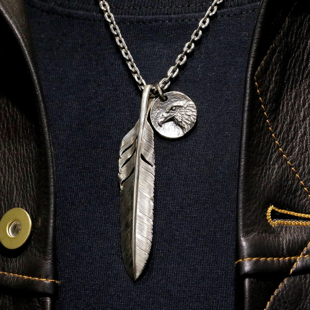 【Silver Monsters】台灣職人手作KOPO METAL 鍛打面 立體老鷹 銀牌 項鍊 吊墜M號