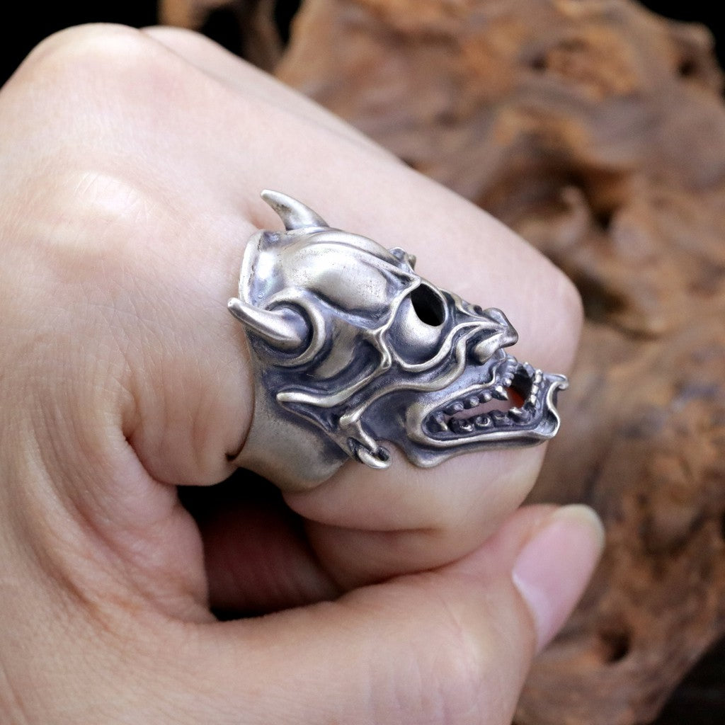 【Silver Monsters】日本雕畫雙絕 Dual Flow 細緻雕工 獨目般若 "眼力" 戒指