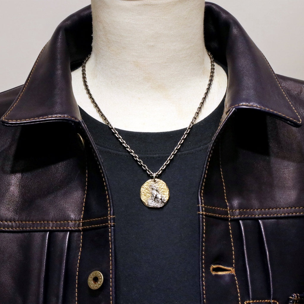 【Silver Monsters】台灣職人手作KOPO METAL 手鍛銅月 芒刻精雕 孤狼嘯月 純銀/黃銅吊墜