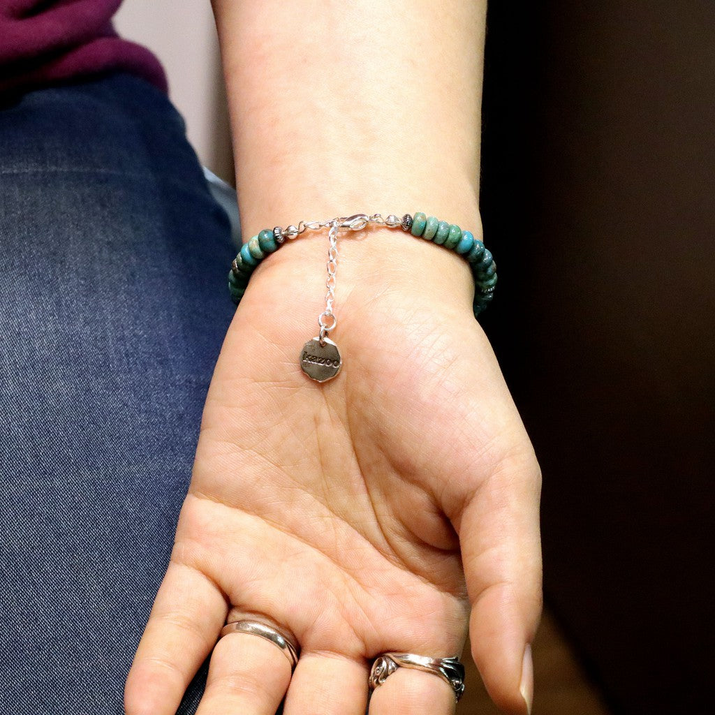 【Silver Monsters】日本手作Kazoo 美產精選 綠松石/銀貝 可調節式手鍊