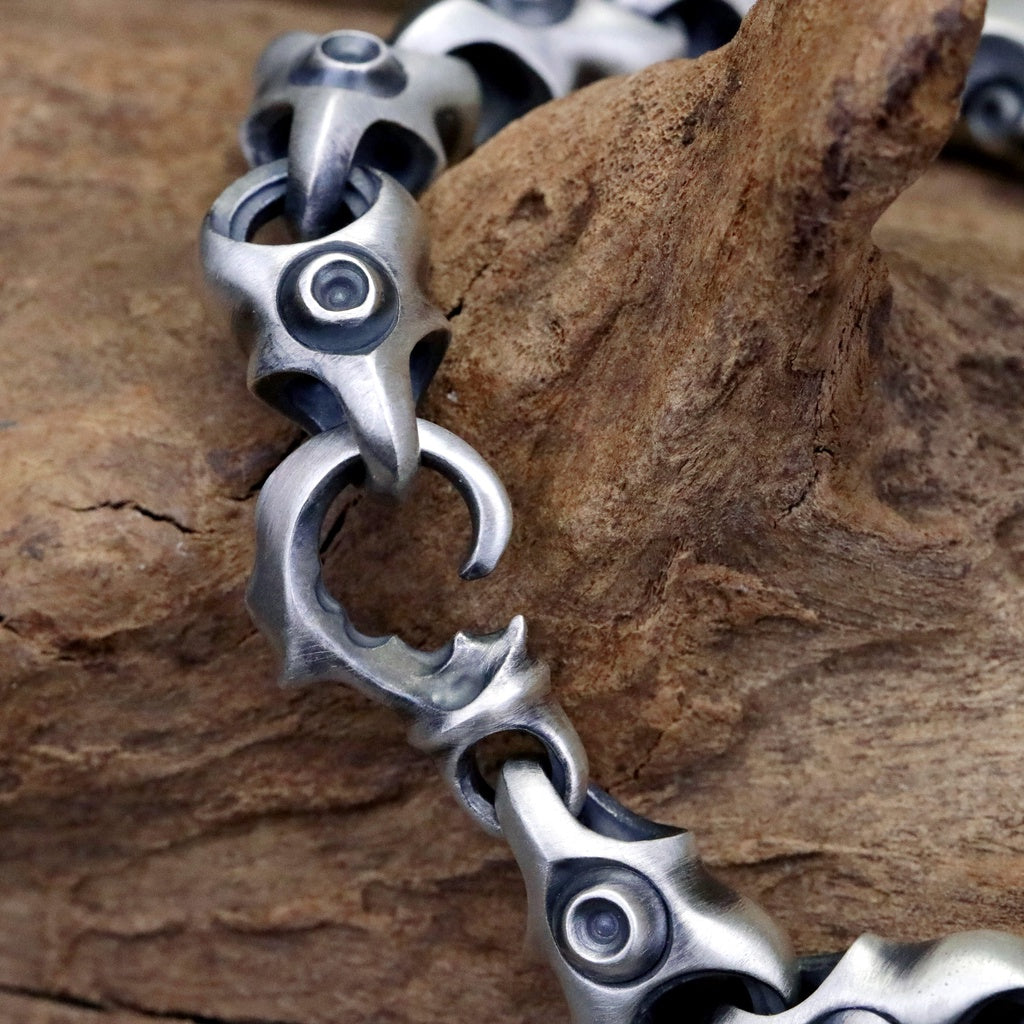 【Silver Monsters】日本Glam Scale 機甲王 獨家髮絲紋 機甲雙蟹夾 純銀手鍊