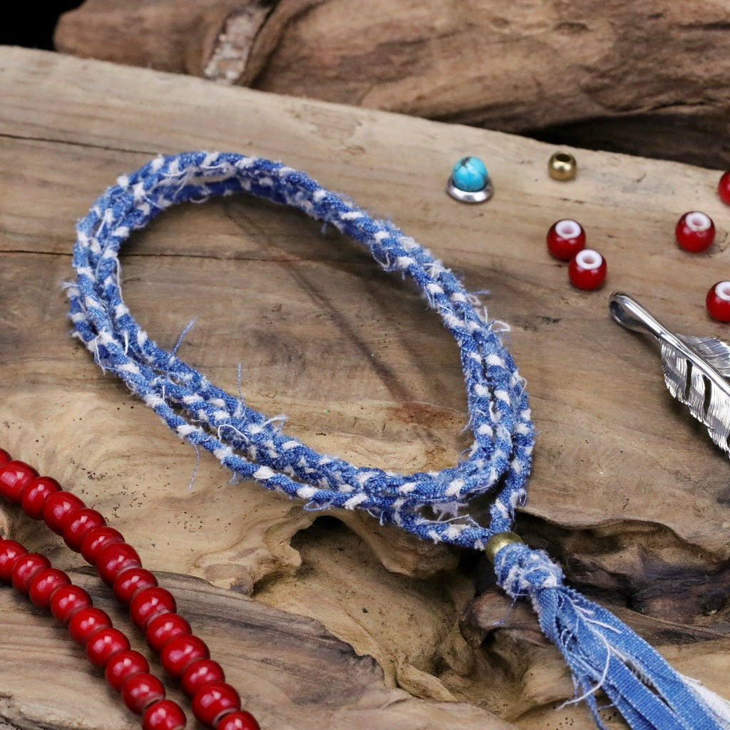 【Silver Monsters】日本Old Industrial 匠人手工編織 靛藍古布繩 正老布編繩 項鍊