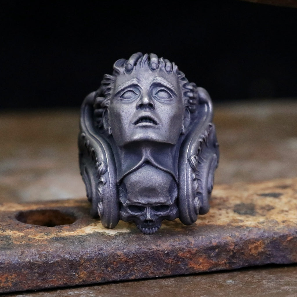 【Silver Monsters】日本暗系古典狂潮 Superbia 死之華 原創手做 舊化噴砂 純銀戒指