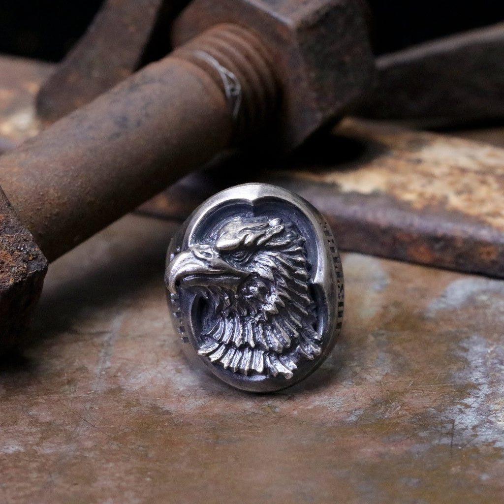【Silver Monsters】日本一級神牌 Loud Style Design 究極手雕 義與理 立體雄鷹戒指