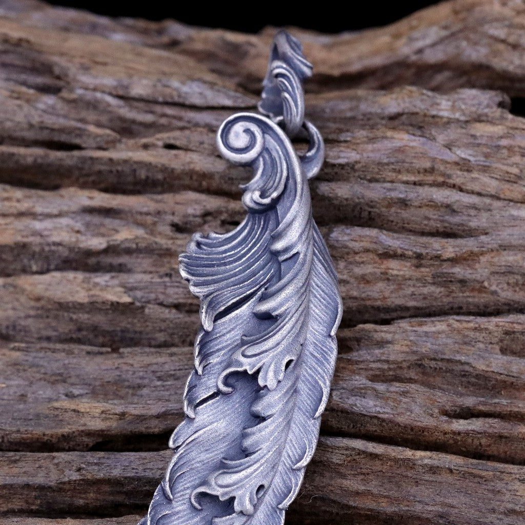 【Silver Monsters】日本暗黑古典狂潮 Superbia 天使之翼L 大羽 舊化噴砂 純銀吊墜