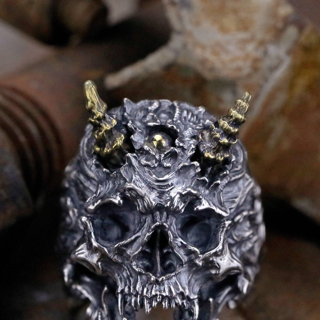 【Silver Monsters】日本手作 Nil:GRAVE 特約品牌 "DEVIL 2nd" 手作舊化惡魔骷髏戒指