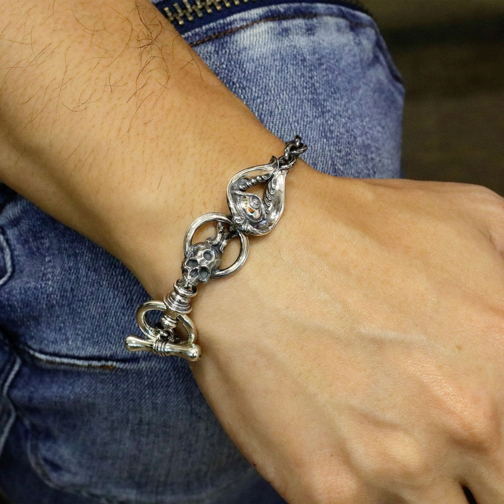 【Silver Monsters】日本新銳手作 Nil:GRAVE -烏努斯·杜奧- 骷髏獨目 純銀手鍊