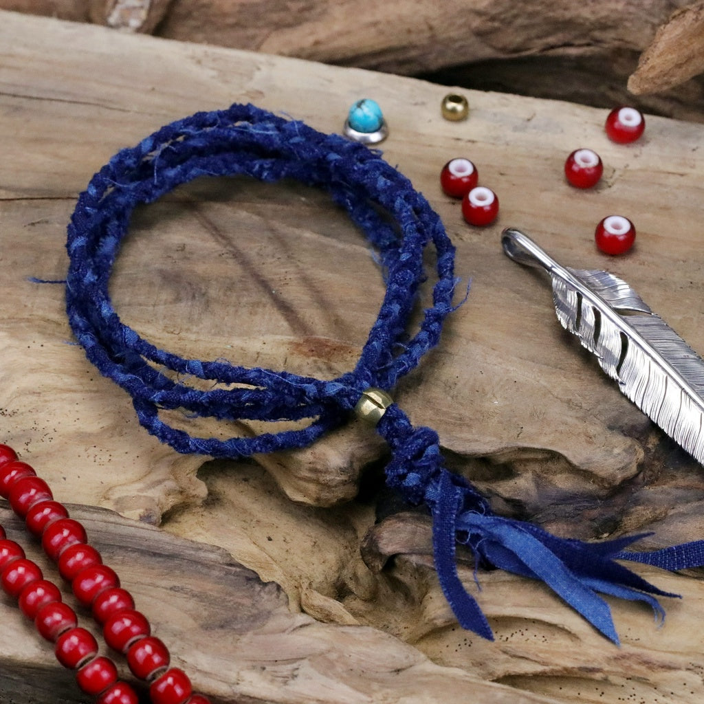 【Silver Monsters】日本Old Industrial 匠人手工編織 靛藍古布繩 正老布編繩 項鍊