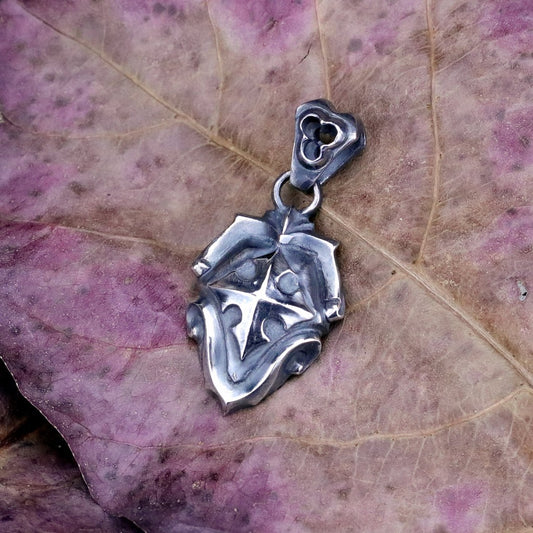 【Silver Monsters】日本一級神牌Loud Style Design 手工作舊 原創立體十字小盾 純銀吊墜