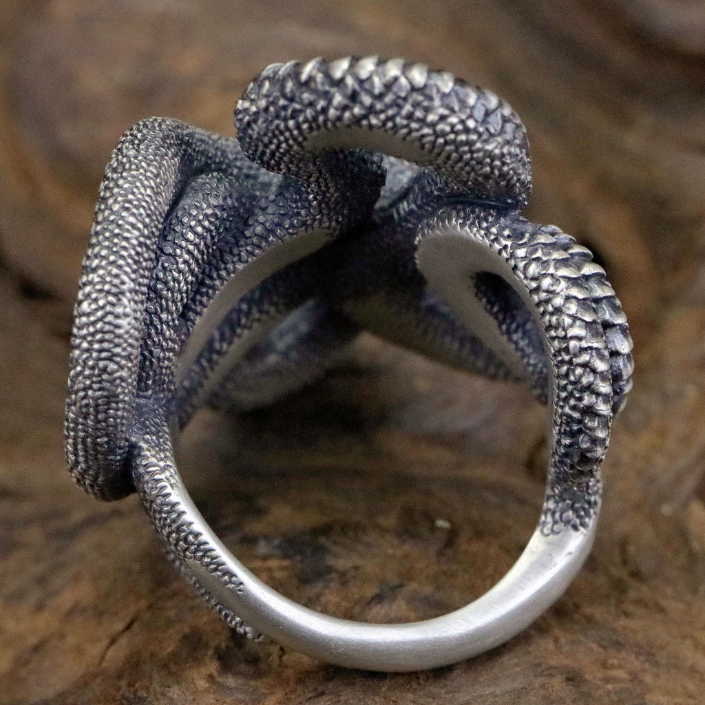 【Silver Monsters】日本雕畫雙絕 Dual Flow 細緻雕工 原創設計 蛇纏巨蟒 純銀戒指