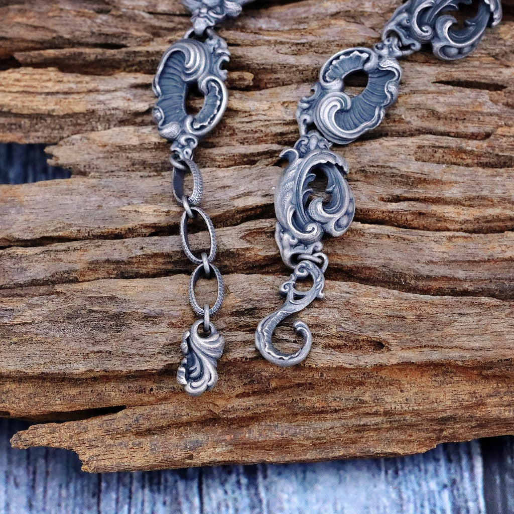 【Silver Monsters】日本暗系古典狂潮 Superbia 雕塑2 做舊噴砂 純銀手鍊