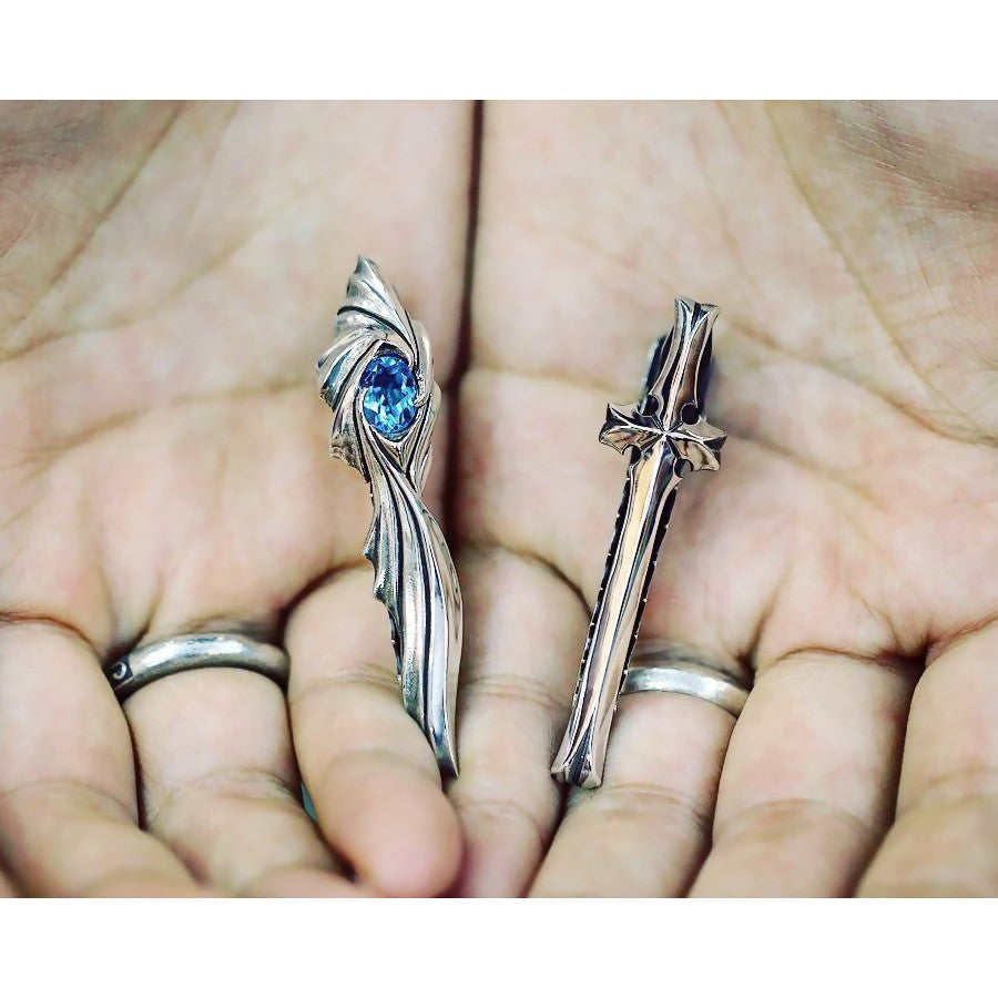 【Silver Monsters】前衛宗師日本 Glam Scale 機甲王 托帕寶石純銀領帶夾