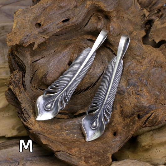 【Silver Monsters】日本雕畫雙絕 Dual Flow 細緻工藝 原創手作 鳳凰羽(M) 純銀吊墜