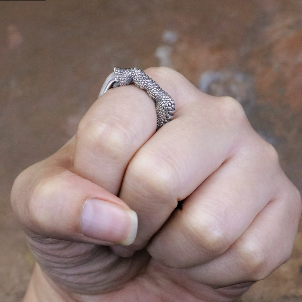 【Silver Monsters】日本雕畫雙絕 Dual Flow 手工銀飾 原創設計 細膩雕工 龍爪純銀戒指 S