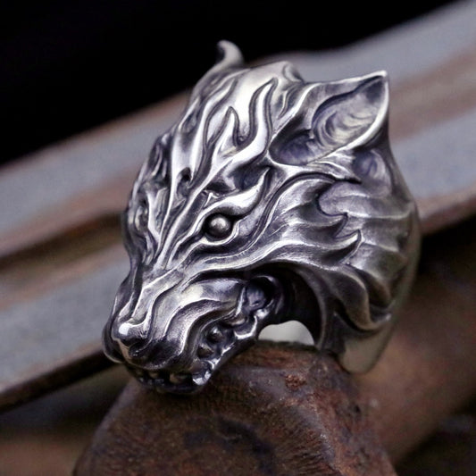 【Silver Monsters】前衛宗師日本Glam Scale 機甲王 2021全新力作 荒原岩狼 純銀戒指