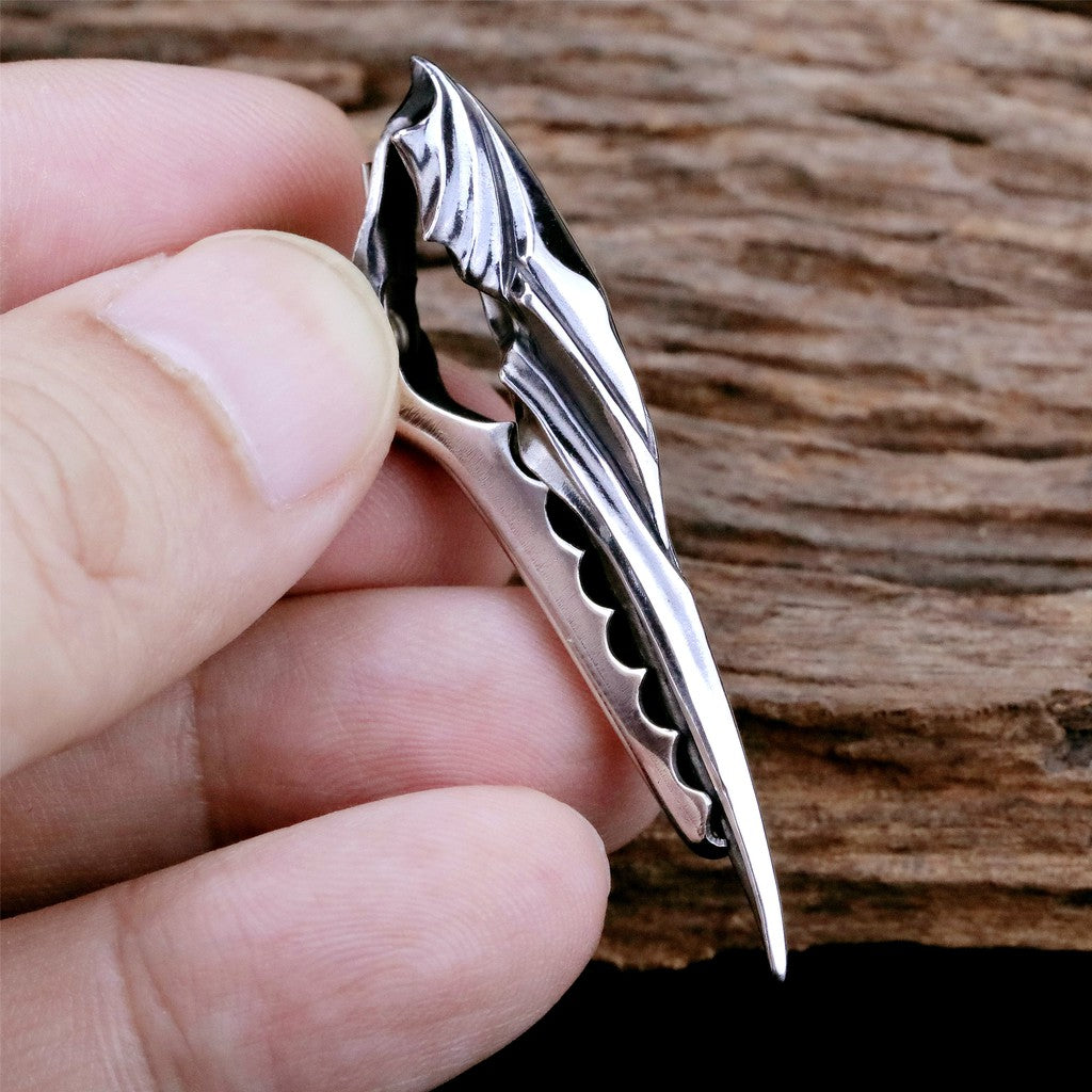 【Silver Monsters】前衛宗師日本Glam Scale 機甲王 手作流線 純銀領帶夾