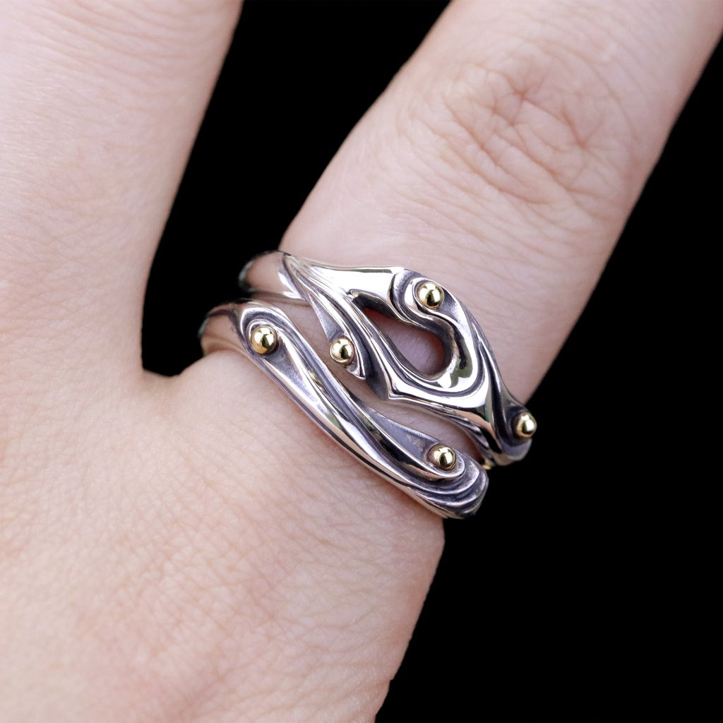 【Silver Monsters】日本手作 曲線異形 Ability Normal VR-48 銀銅鑲嵌 原創銀飾戒指