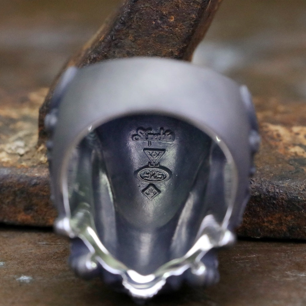 【Silver Monsters】日本暗系古典狂潮 Superbia 死之華 原創手做 舊化噴砂 純銀戒指