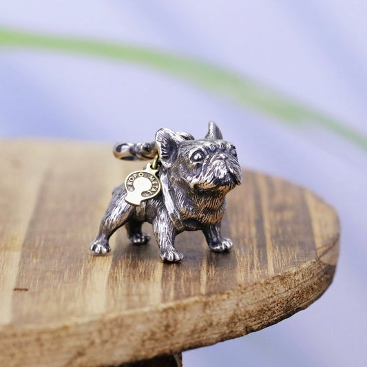 【Silver Monsters】台灣職人手作 KOPO METAL 立體精雕 法鬥犬背繩 原創設計 純銀吊墜 掛墜