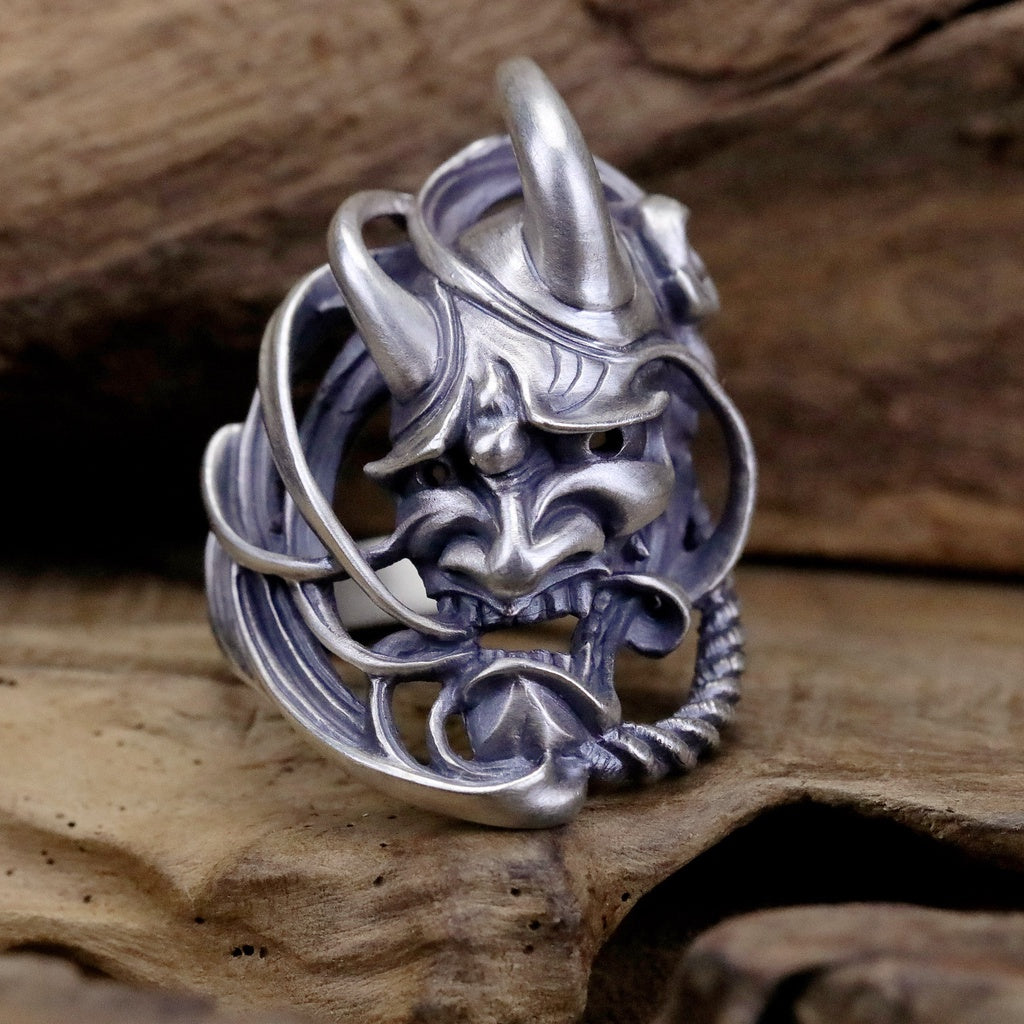 【Silver Monsters】日本雕畫雙絕 Dual Flow 原創設計 暴風流紋般若 925銀 精雕純銀戒指