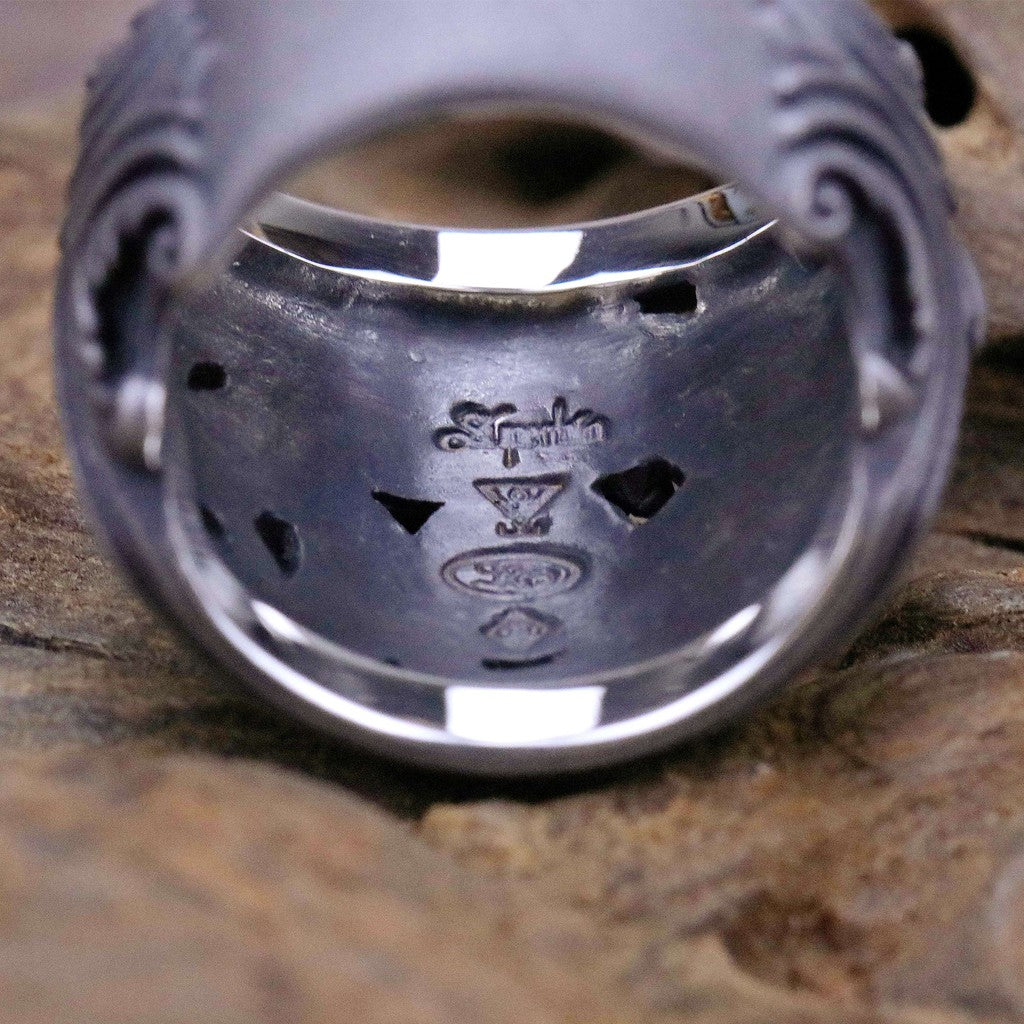 【Silver Monsters】日本暗系古典狂潮 Superbia 雕塑5 寬版雕花 舊化噴砂 純銀戒指