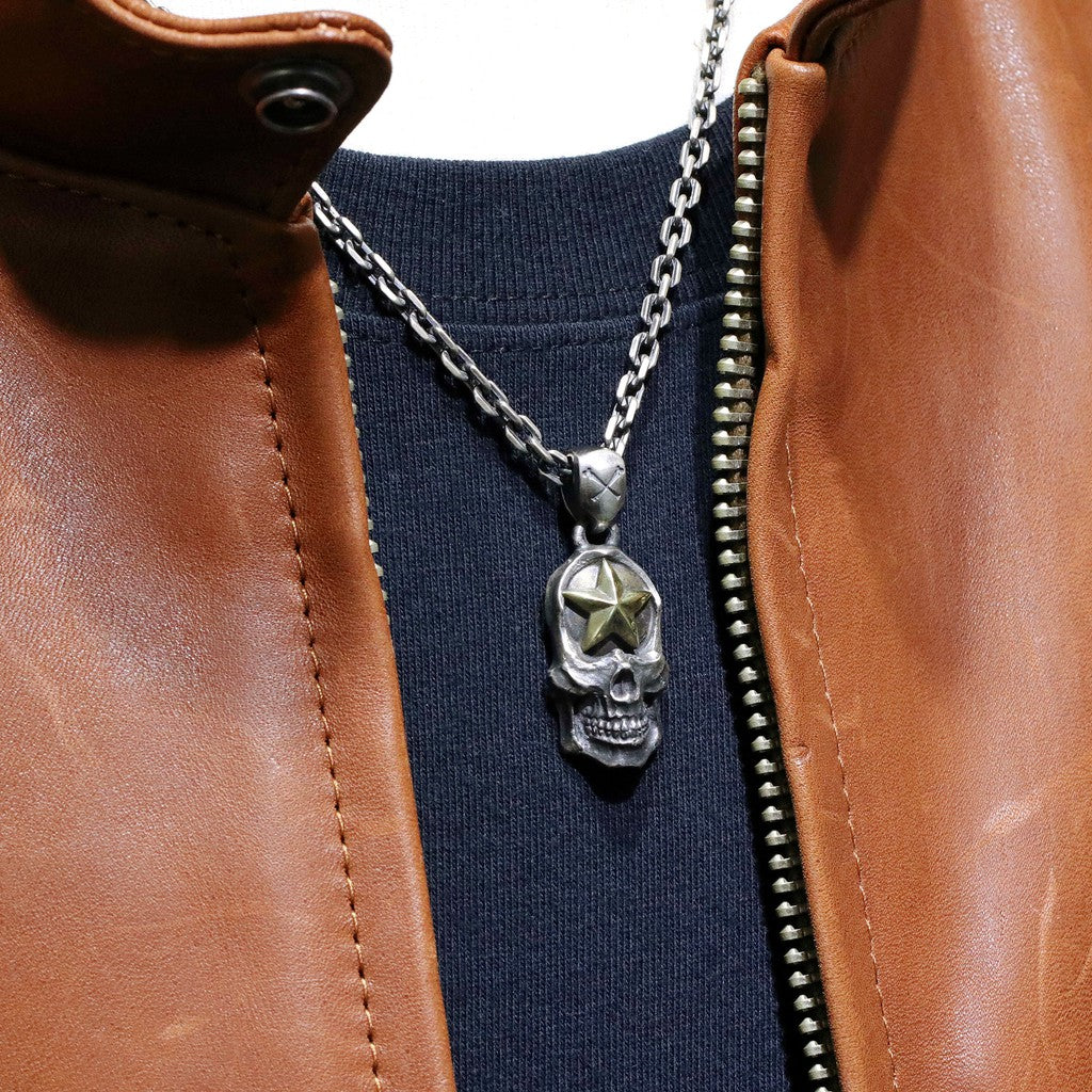 【Silver Monsters】日本一級神牌Loud Style Design 手作舊化 黃銅五芒星 純銀骷髏 吊墜