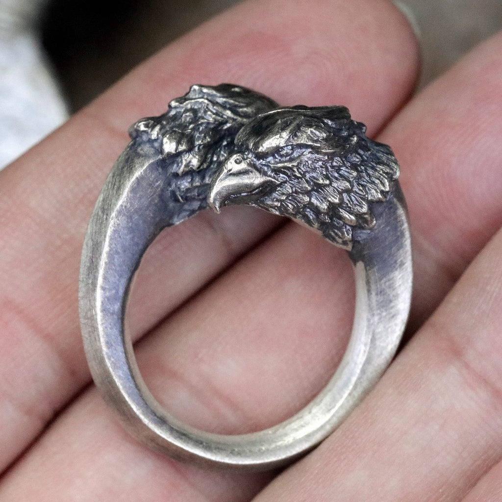 【Silver Monsters】日本一級神牌 Loud Style Design 原創設計 手雕美式雙頭鷹 純銀戒指