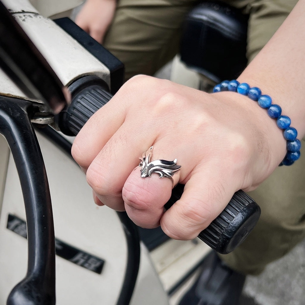 【Silver Monsters】日本前衛宗師 Glam Scale 機甲王 進化系列 機甲鄂角冠 純銀戒指