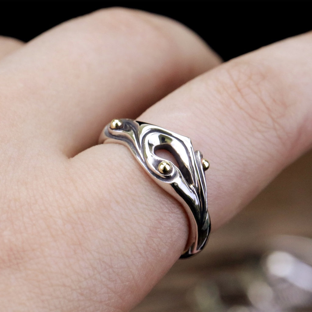 【Silver Monsters】日本手作 曲線異形 Ability Normal VR-48 銀銅鑲嵌 原創銀飾戒指