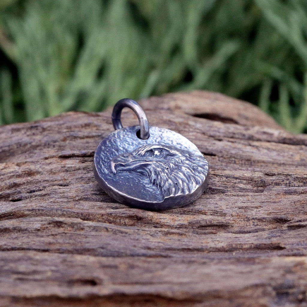 【Silver Monsters】台灣職人手作KOPO METAL 鍛打面 立體老鷹 銀牌 項鍊 吊墜M號