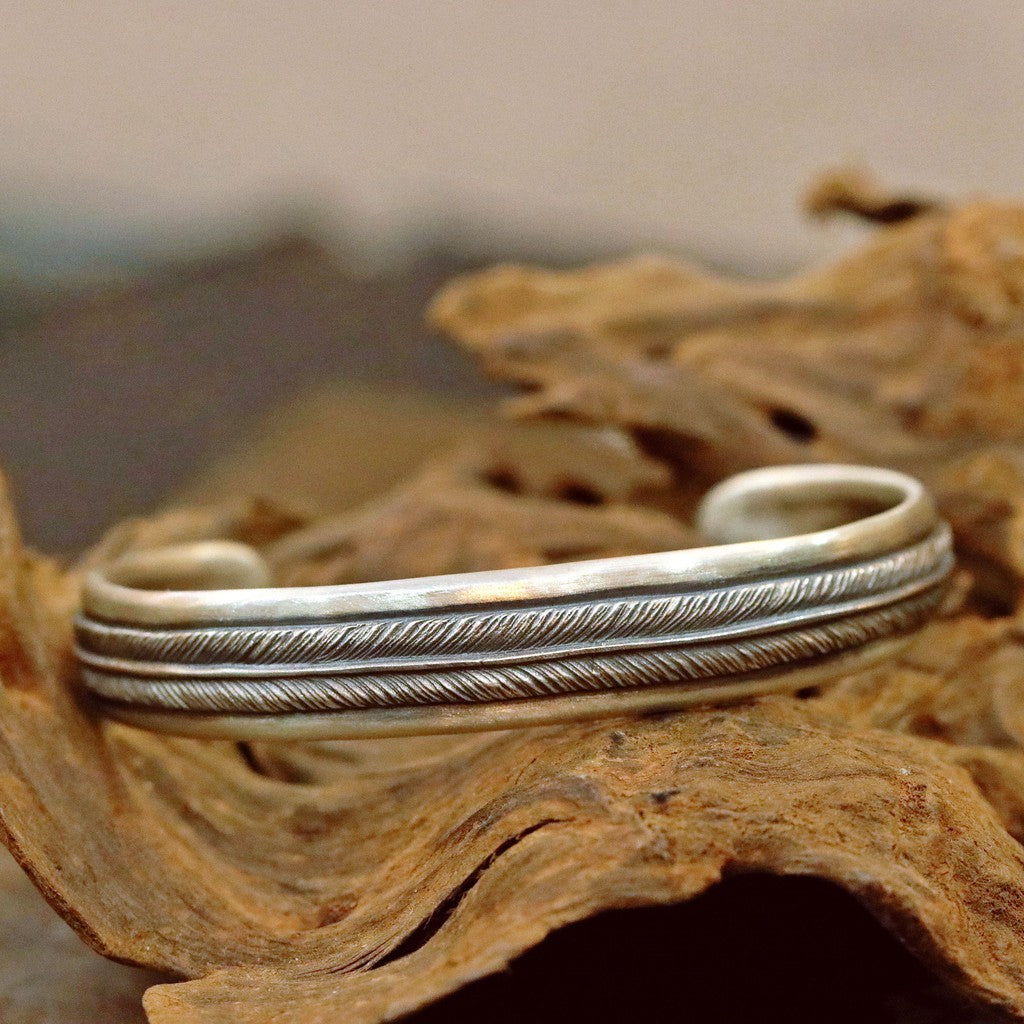 【Silver Monsters】日本雕畫雙絕 Dual Flow 杉山『羽』爆款手環 純銀手環