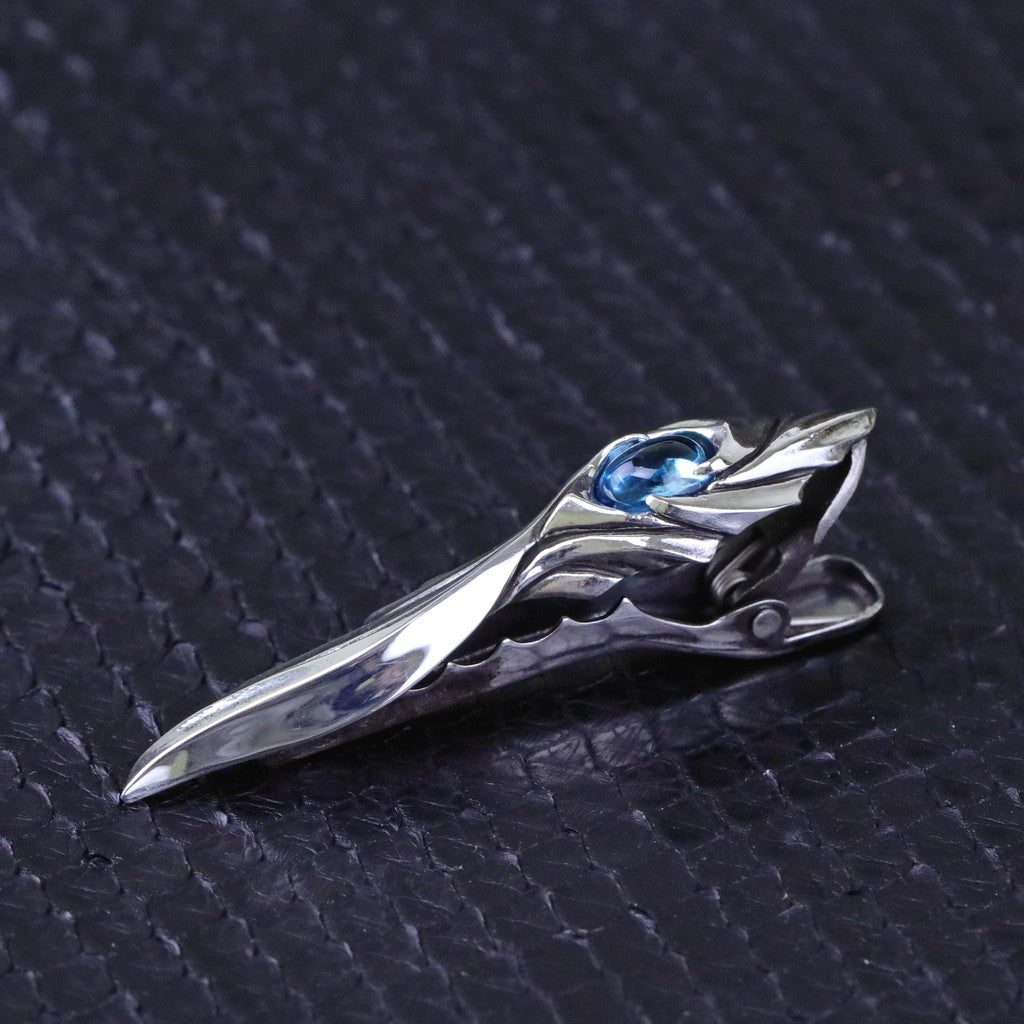 【Silver Monsters】前衛宗師日本 Glam Scale 機甲王 托帕寶石純銀領帶夾