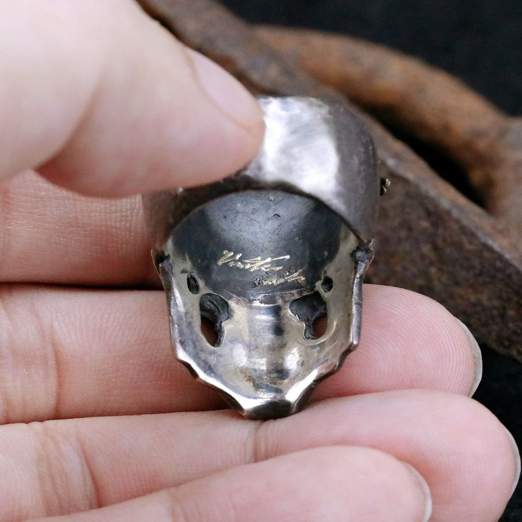 【Silver Monsters】日本一級神牌 Loud Style Design 荊棘骷髏 原創舊化破壞 純銀戒指