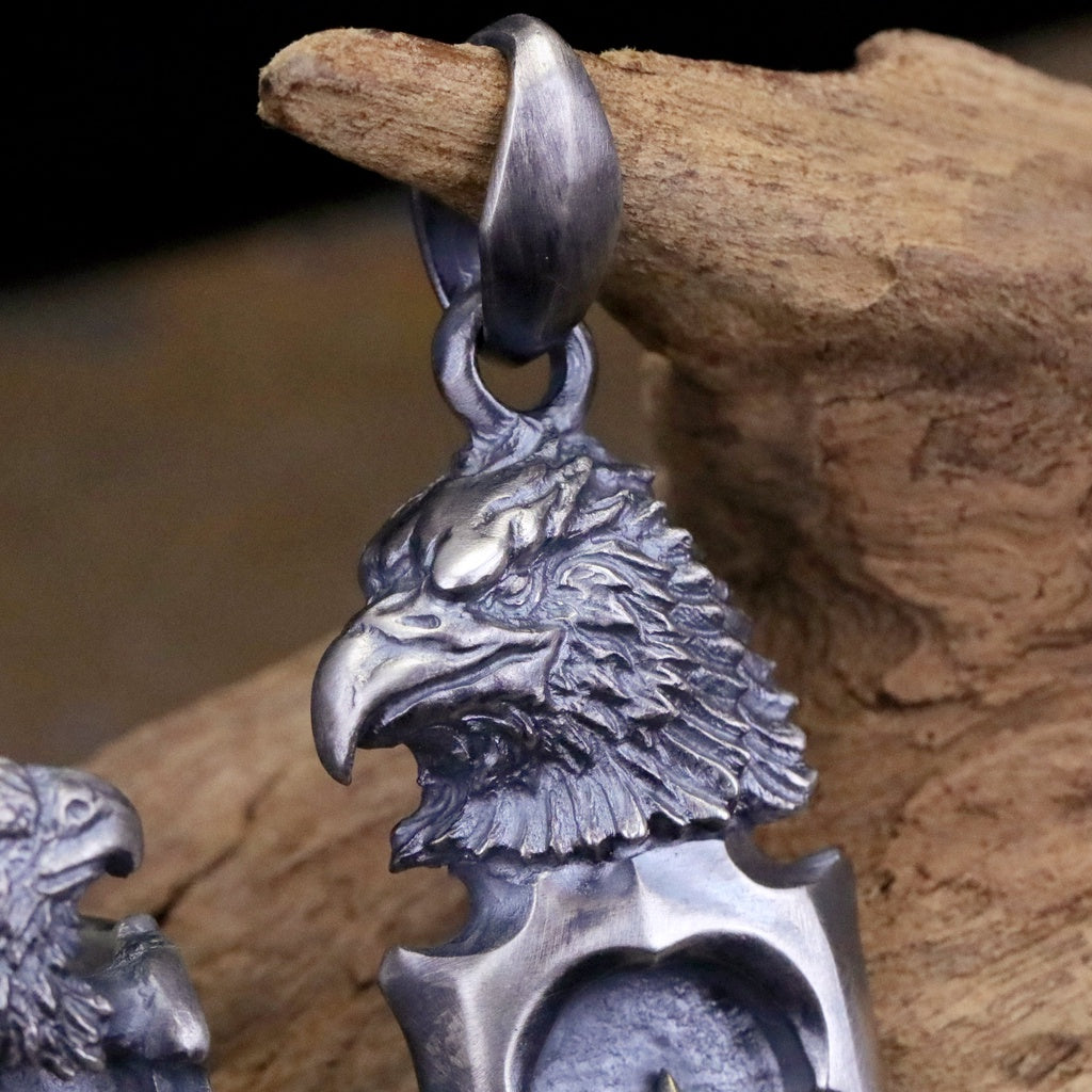 【Silver Monsters】日本一級神牌Loud Style Design 武骨狂豪 重磅巨鷹銅星 做舊純銀吊墜