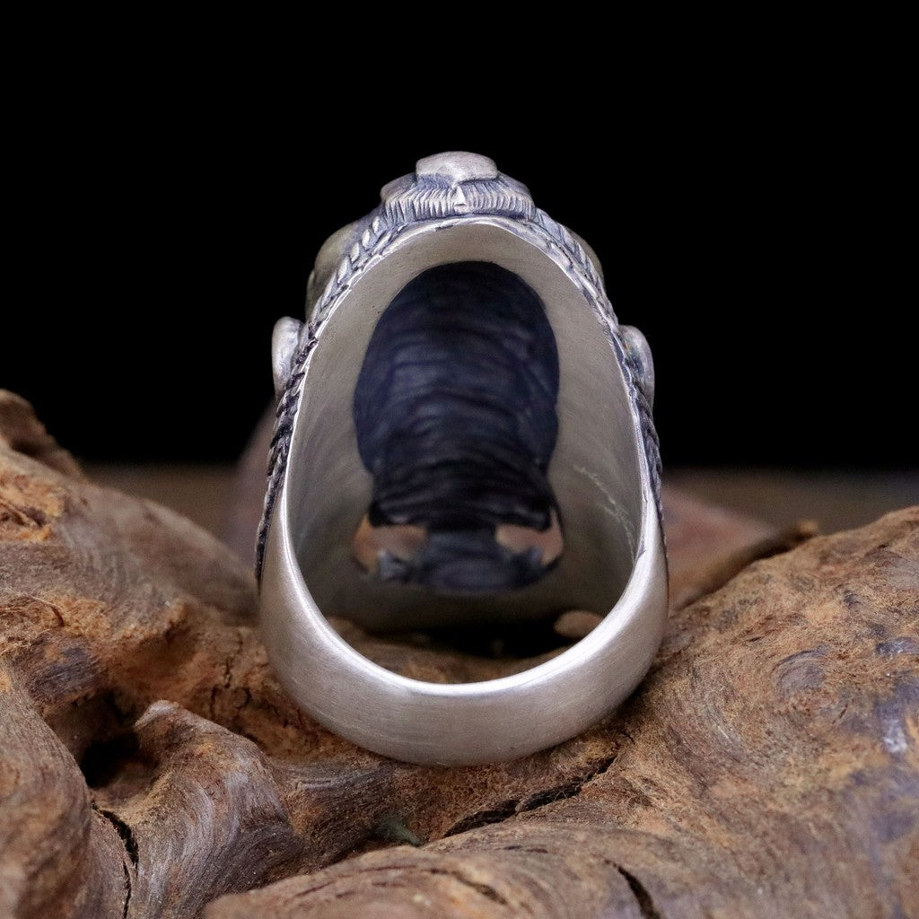 【Silver Monsters】日本雕畫雙絕 Dual Flow 細緻雕工 "天狗" 手作啞光霧面純銀戒指