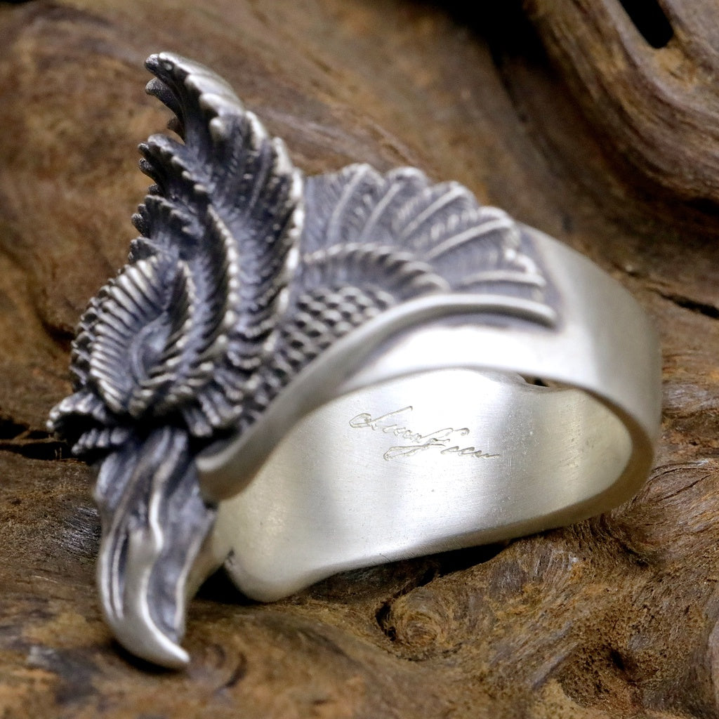 【Silver Monsters】日本雕畫雙絕 Dual Flow 原創設計 手作雙極鳳首 純銀戒指