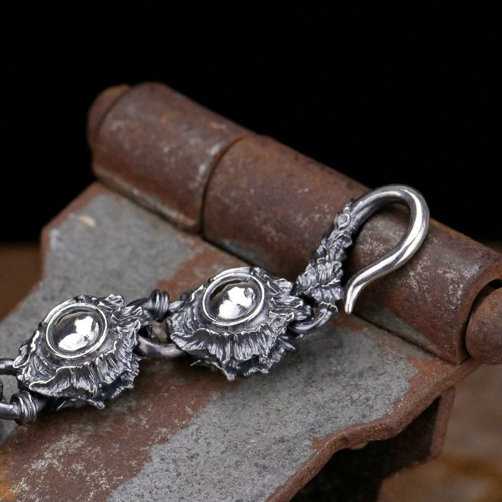 【Silver Monsters】日本新銳手作 Nil:GRAVE 特約品牌 雙面雕「蛇目」超厚實 純銀手鍊