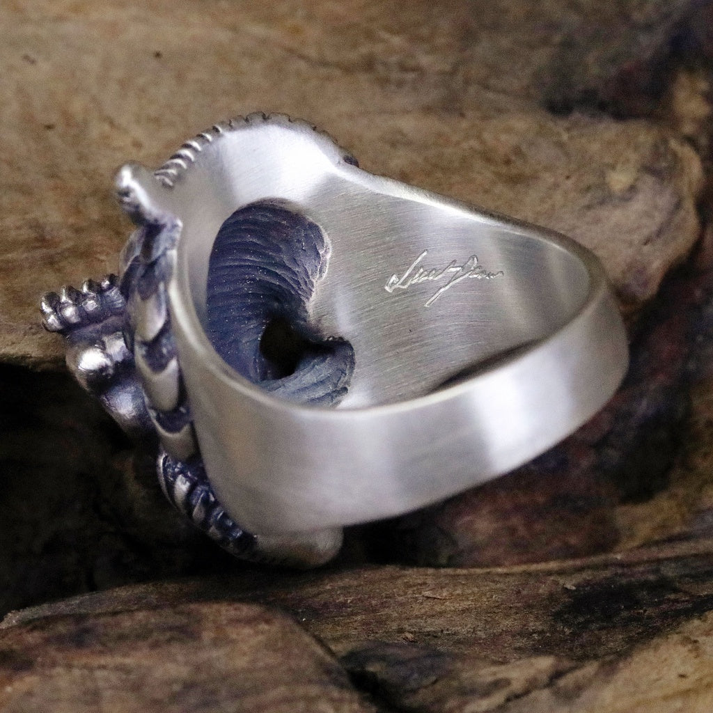 【Silver Monsters】日本雕畫雙絕 Dual Flow 手工銀飾 金虎年氣勢如虹 渦流盤虎戒指 S