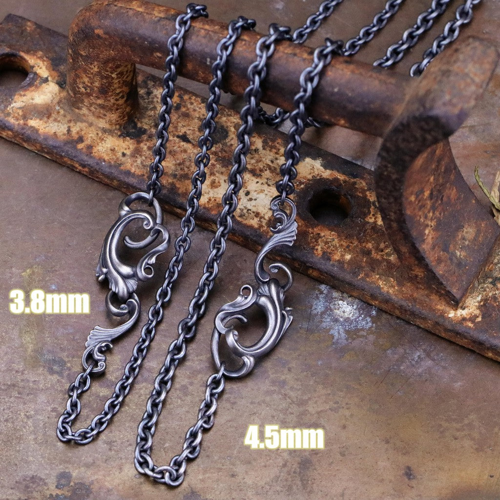 【Silver Monsters】3.8mm 古典雕花扣具 太丸鏈(Superbia設計 SMS自製) 925銀純銀項鍊