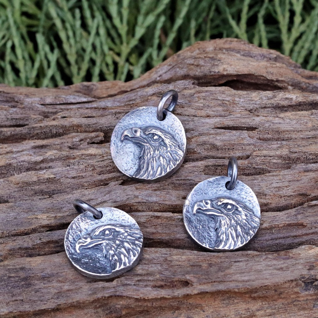 【Silver Monsters】台灣職人手作KOPO METAL 鍛打面 立體老鷹 銀牌 項鍊 吊墜M號