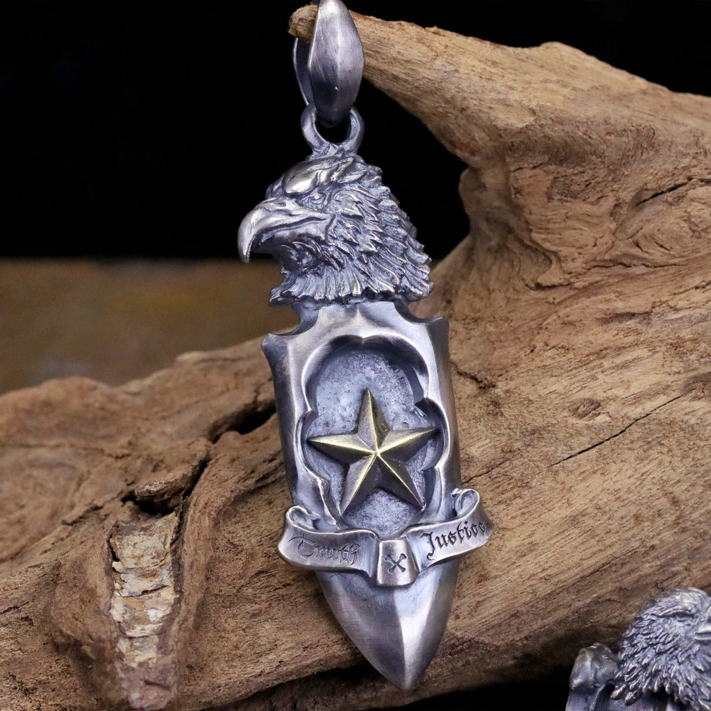 【Silver Monsters】日本一級神牌Loud Style Design 武骨狂豪 重磅巨鷹銅星 做舊純銀吊墜